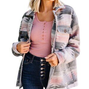 Blakeley At Your Best Charcoal Gray Aztec Shacket Size S